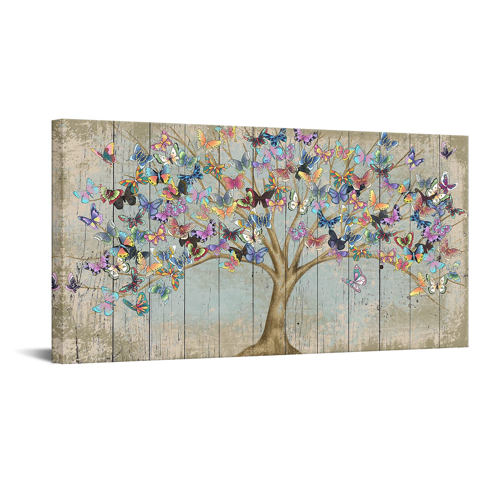 Amazon.com: RnnJoile Butterfly Pictures Tree of Life Wall Art Rustic ...