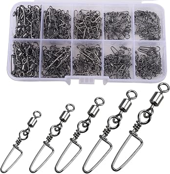150pcs Fishing Snap Swivels Barrel Swivel with Coastlock Snap Stainless Swivel Corrosion Resistant Fishing Tackle Accessories Lure Line Connector for Saltwater Freshwater Fishing