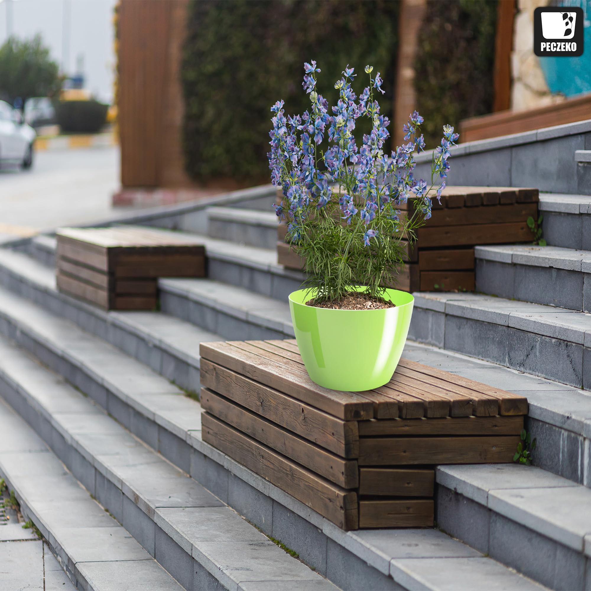 Macetas Brillantes Macetas Decorativas Hierbas Macetas Redondas de plástico duraderas y Ligeras para salón, Comedor, Cocina, terraza, balcón Juego de 2 Piezas (Antracita, diámetro 16 cm) — view 89