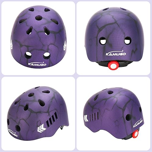 Miniatura 2 de KAMUGO Juego de casco de bicicleta para niños, casco para niños de 2 a 8 años con equipo de protección deportiva, rodilleras, coderas, muñequeras
