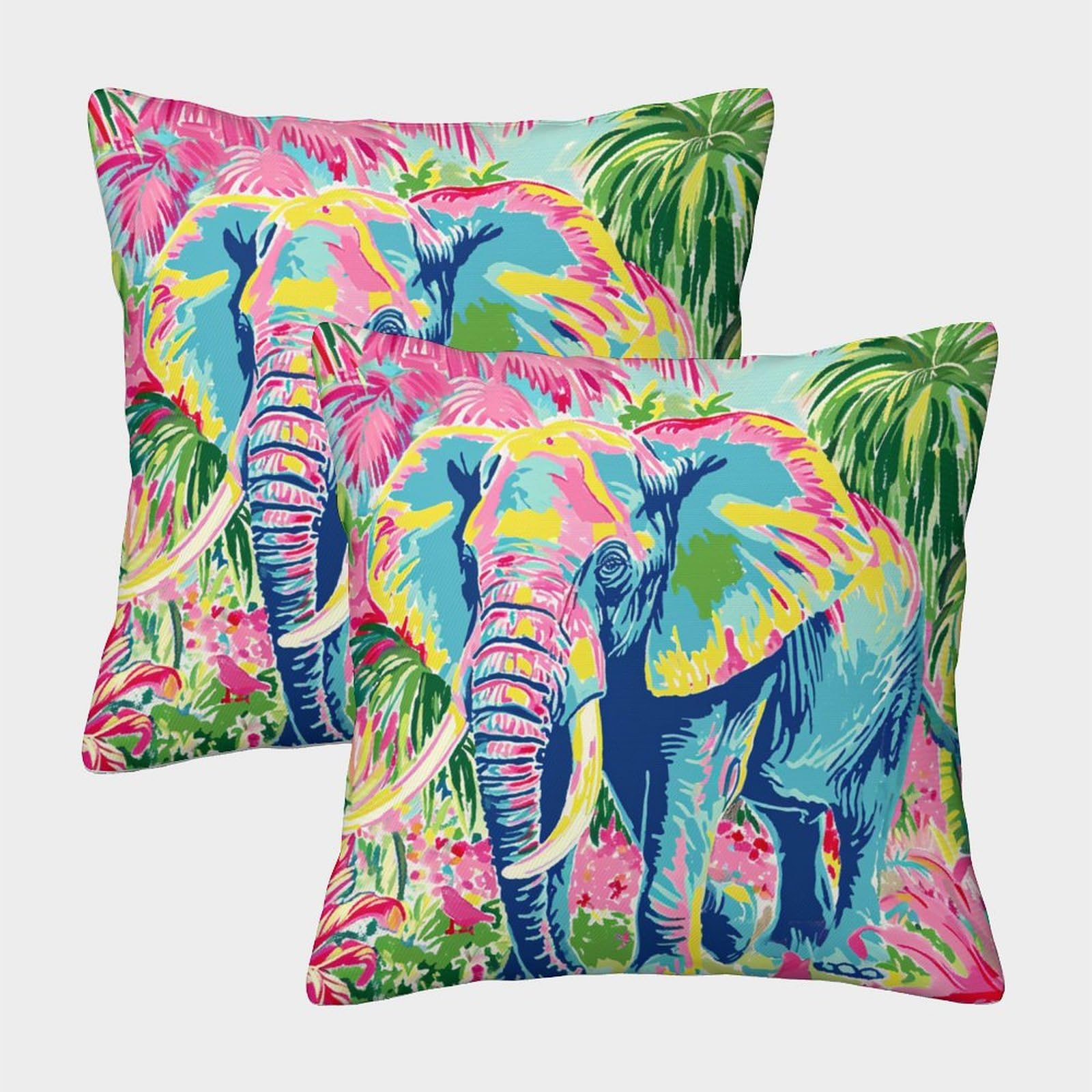 GPARSDDIO Elephant 2pc set Homeware Cushions Invisible Zipper Decorative Throw Pillow for Sofa Bed Livingroom Bedroom 45x45cm