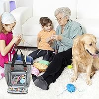 Vista 5 de LOOEN Yarn Knitting Storage Tote-Large Capacity Crochet Organizer Portable Travel Bag With Shoulder Strap Crochet Hooks Case for Unfinished Bulk