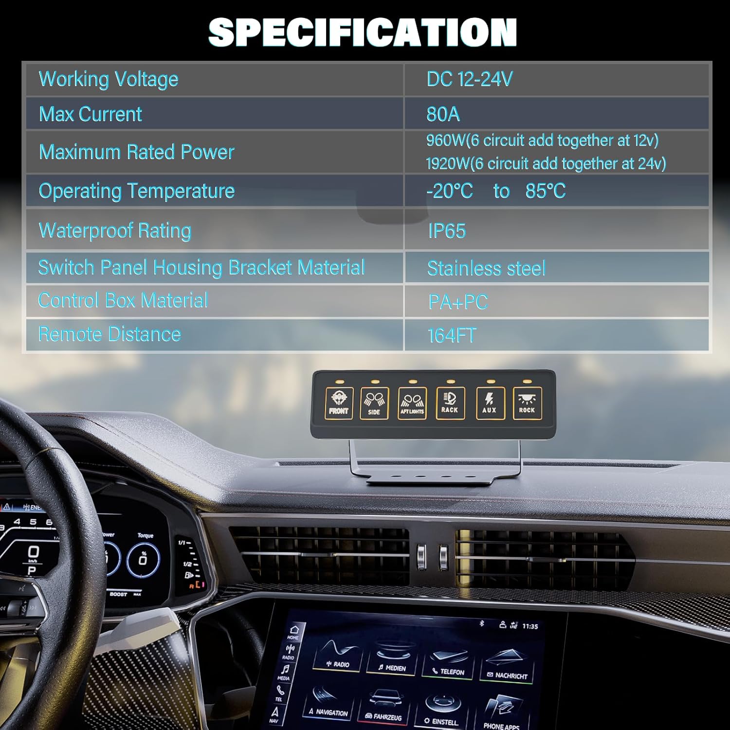 6 Gang Wireless Switch Panel,Multifunction Remote Switch Panel for Offroad Lights with 4 Modes & 2 Power Options & Waterproof -Wide Applicable for 12V/24V Vehicles Truck SUV ATV UTV Boat etc.