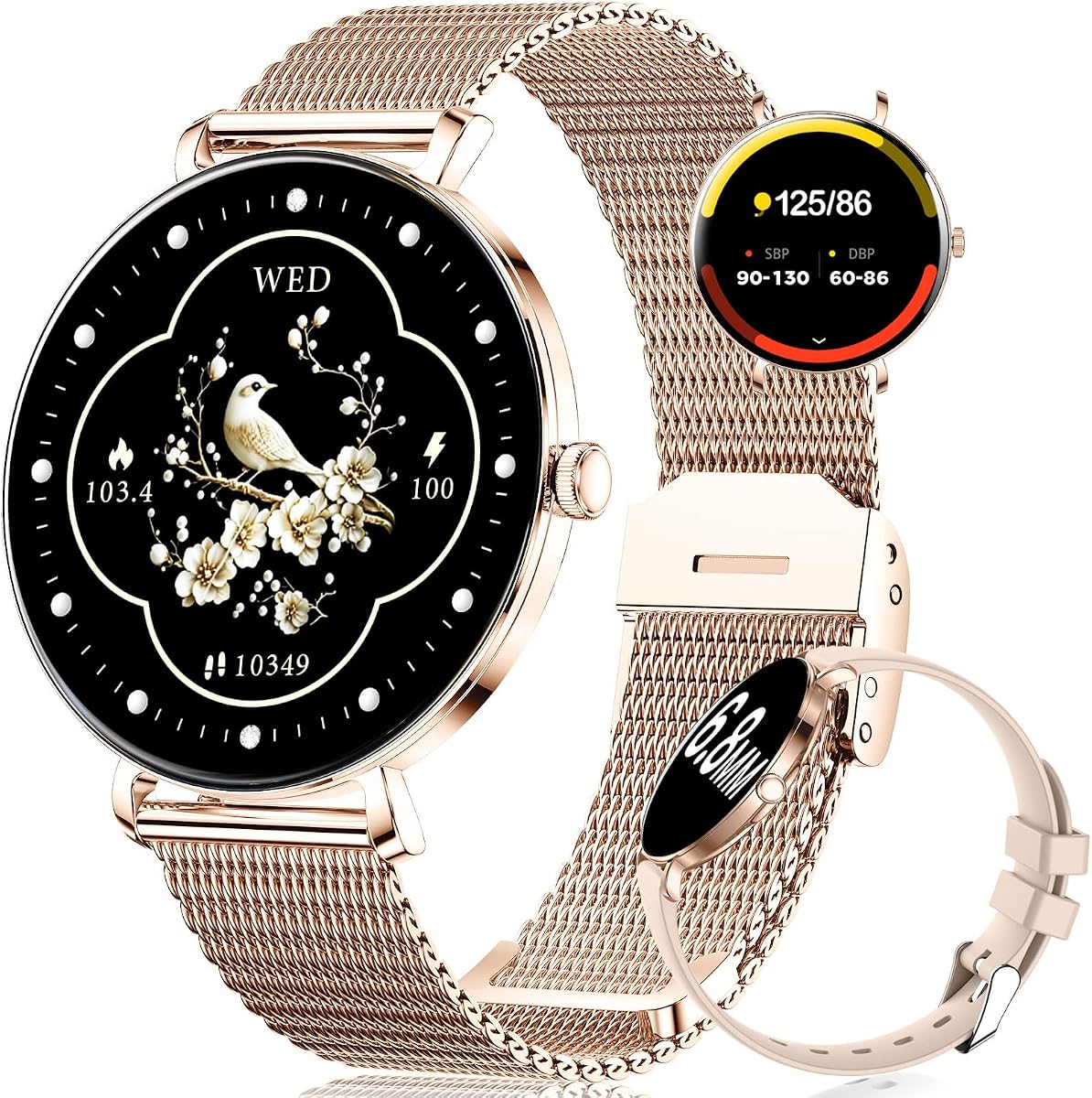 LIGE Relojes Inteligentes para Mujer (Responder/Hacer Llamada), Reloj Inteligente AMOLED Ultrafino de 6,8 mm/1,43" para Mujer con más de 111 Modos Deportivos, rastreador de Ejercicios a Prueba de Agua IP68 para iOS Android, 2 Correas