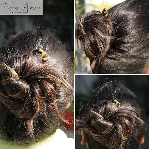 Miniatura 4 de French Amie Slick Ivory - Pin de pelo hecho a mano con acetato de celulosa en U (marfil)