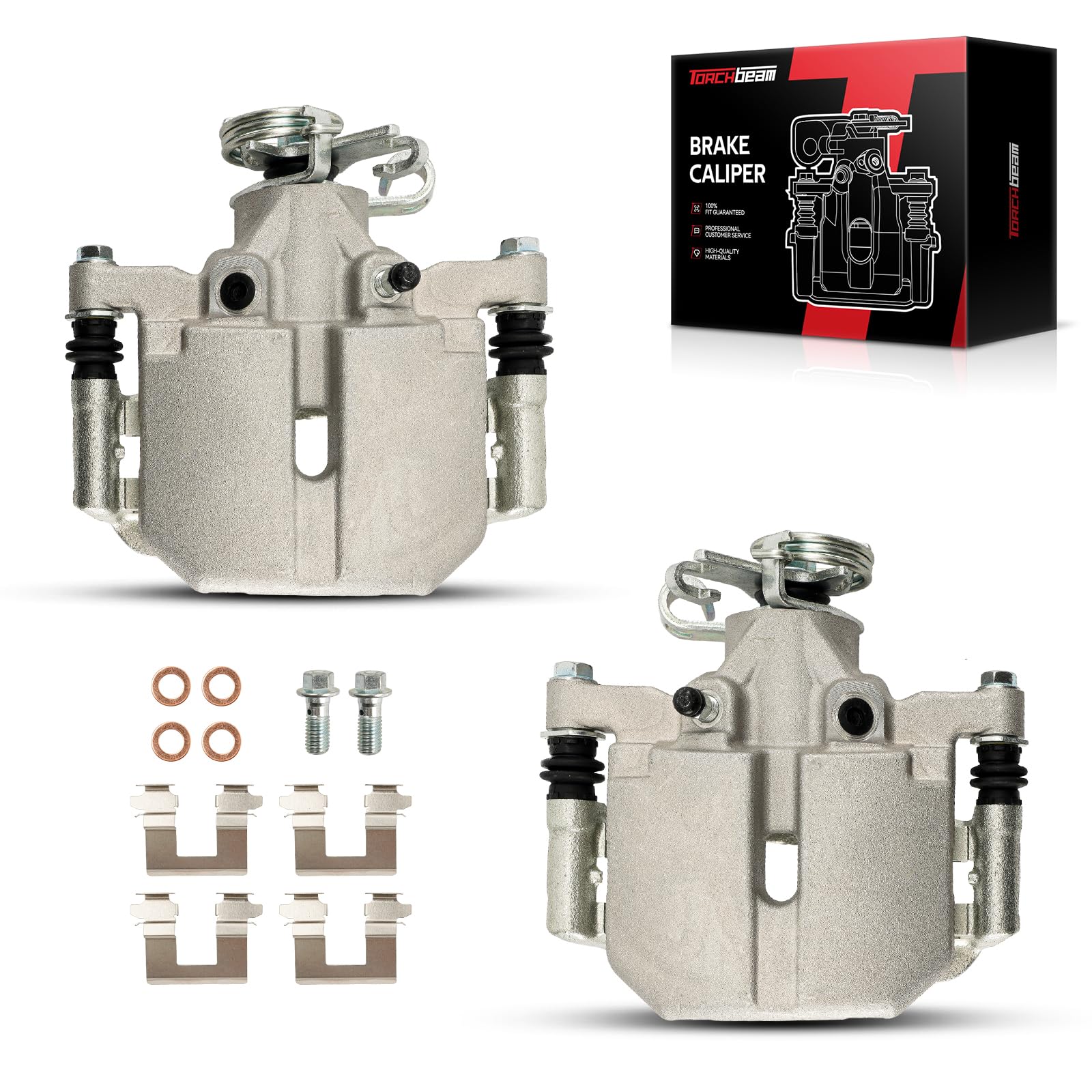 Torchbeam 2PCS Rear Driver and Passenger Side Brake Caliper For Buick Cadillac for 2006-2011 Lucerne, 2006-2011 DTS, Disc Brake Caliper Assembly with Bracket Replace # 18B5014+18B5015