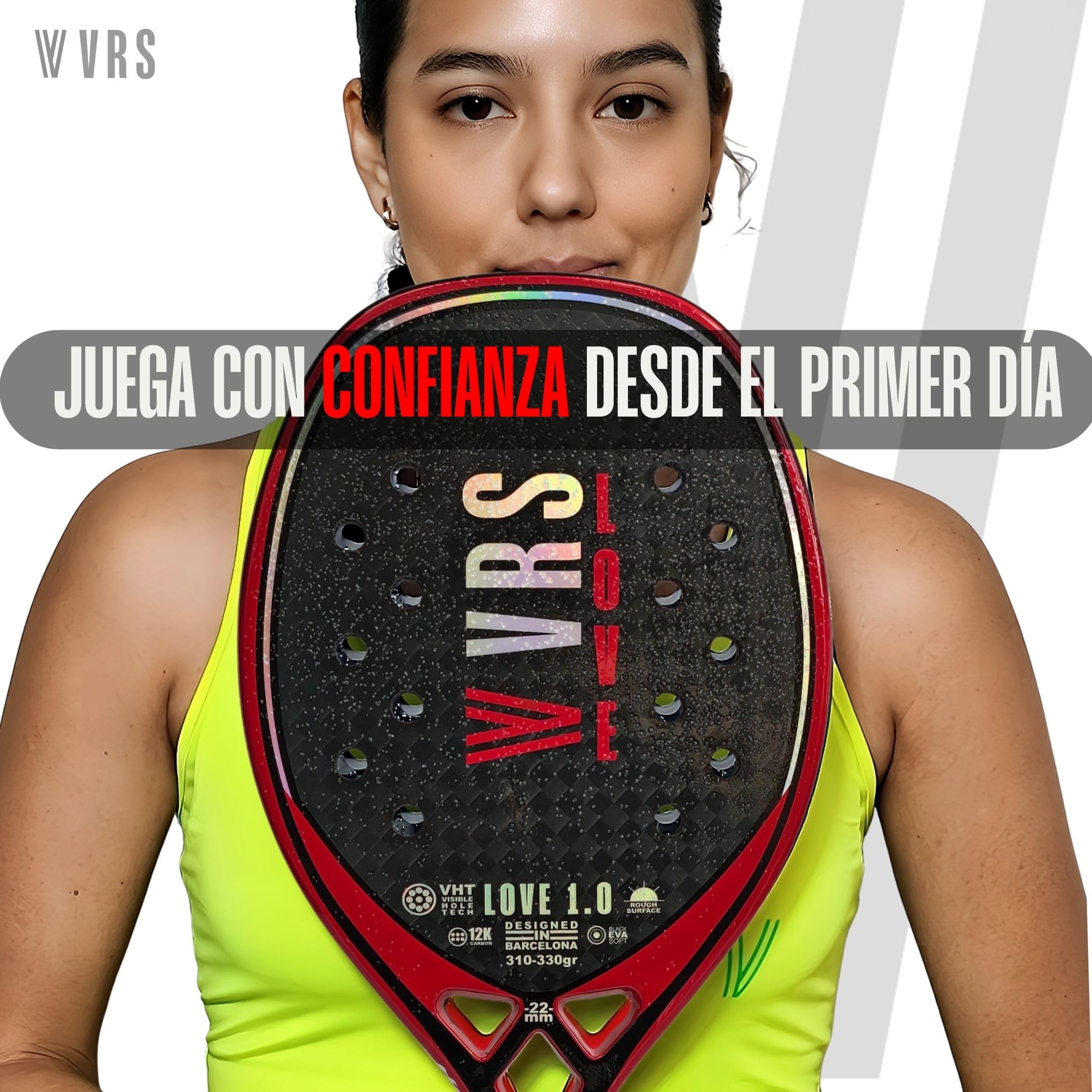 Raqueta Beach Tennis Profesional VIRUS Love 1.0 Carbono 12K Black EVA Soft Balance Medio Control Potencia