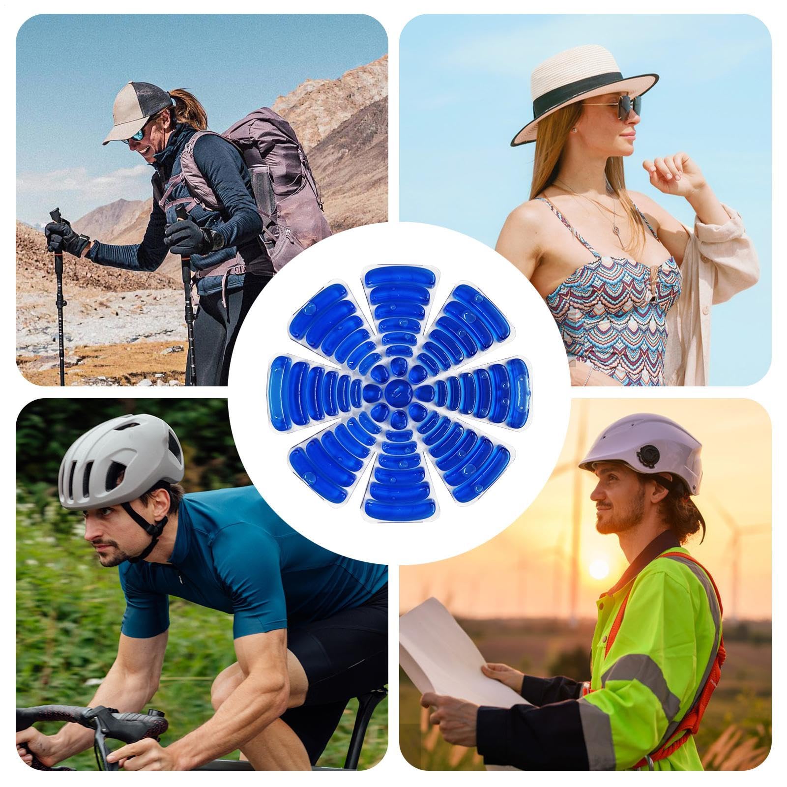 Hard Hat Ice Pack Insert, Head Cooler Pad, Riding Helmet Cooling Liner, Soothing Relief Pack for Fever, Migraña, and Staying Cool in Hot Weather or Work Conditions