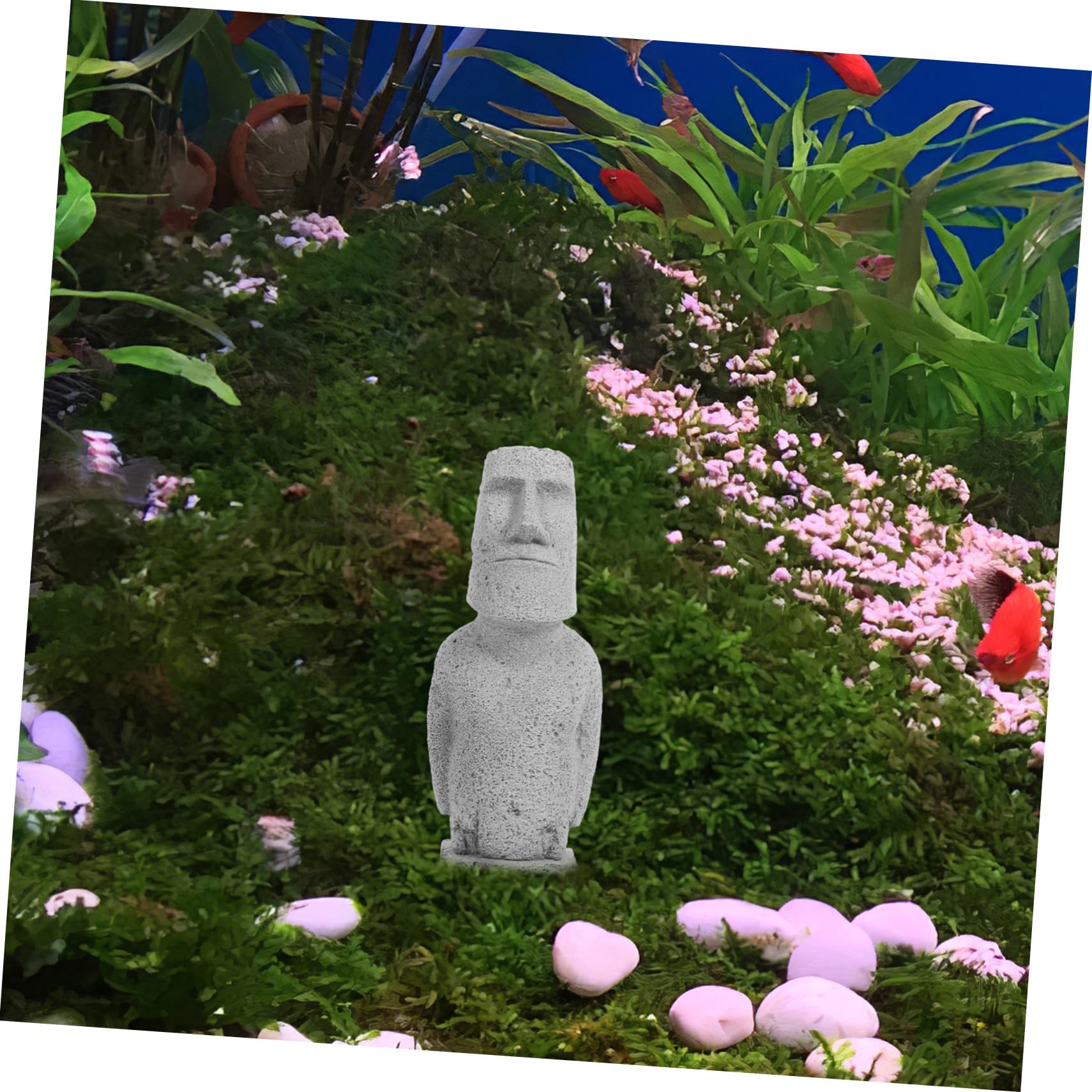 ABOOFAN 3 Pièces Moai Statue Jardin Moai Aquarium Pierre Sculpture Fish Tank Moai Fish Tank Paysage Fish Tank Décoration Fish Tank Ornement Aquarium Décor Aquarium Moai Figure Grès Gris