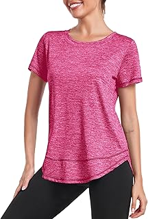 Camiseta Deportiva para Mujer, Camiseta de Manga Corta, Camiseta de Entrenamiento, Cuello Redondo, atlética, Informal, Correr, Yoga, Camiseta Dividida