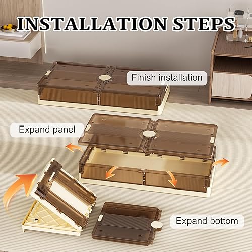 Miniatura 4 de SYOSOF Almacenamiento debajo de la cama, contenedores de almacenamiento apilables debajo de la cama con ruedas, contenedores de almacenamiento de