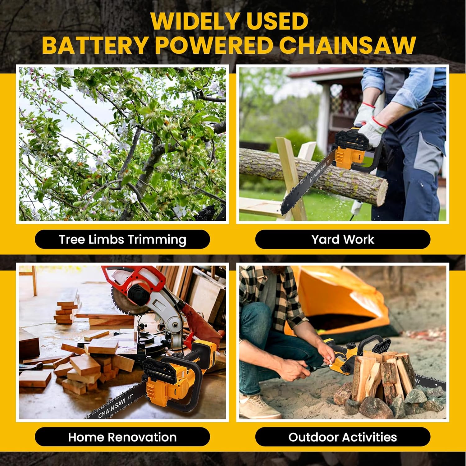 12 Inch Electric Chainsaw Cordless, Uses with DeWalt Battery. Tree Saw with Brushless Motor, Mini Chain saw for Tree Trimming Branch,Valentine's Day Gifts for Men/Husband/Women(Tool Only) - Image 8