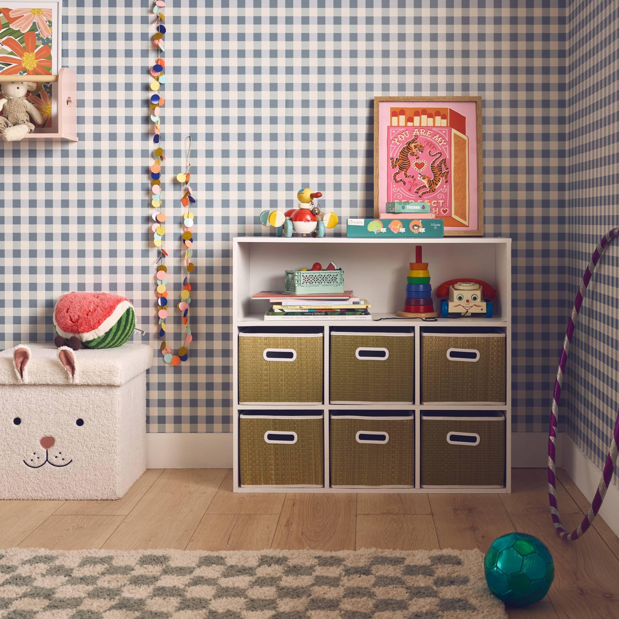 sweeek - Meuble de Rangement pour Enfant avec 7 Compartiments et 6 paniers en Fibre végétale