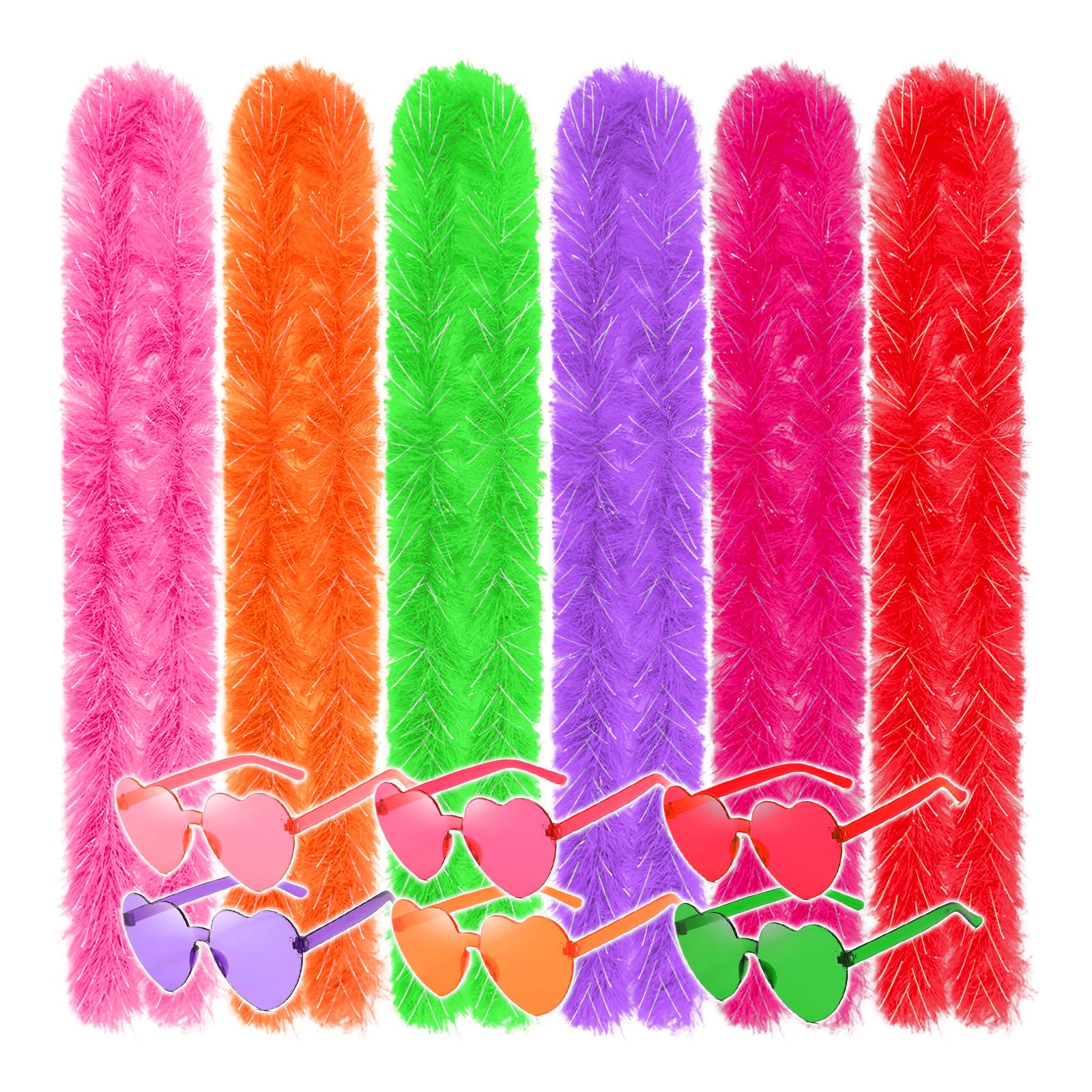 12Pcs Colorful Fancy Dress Feather Boa Set