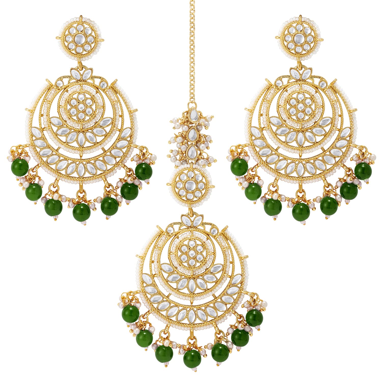 See full amazon price history chart for Peora Gold Plated Kundan Studded Chandbali Earrings With Maang Tikka Jewellery Set For Women Peora Gold Plated Kundan Studded Chandbali Earrings With Maang Tikka Jewellery Set For Women (B09KM23P39) Amazon Price History, Amazon Price Tracker