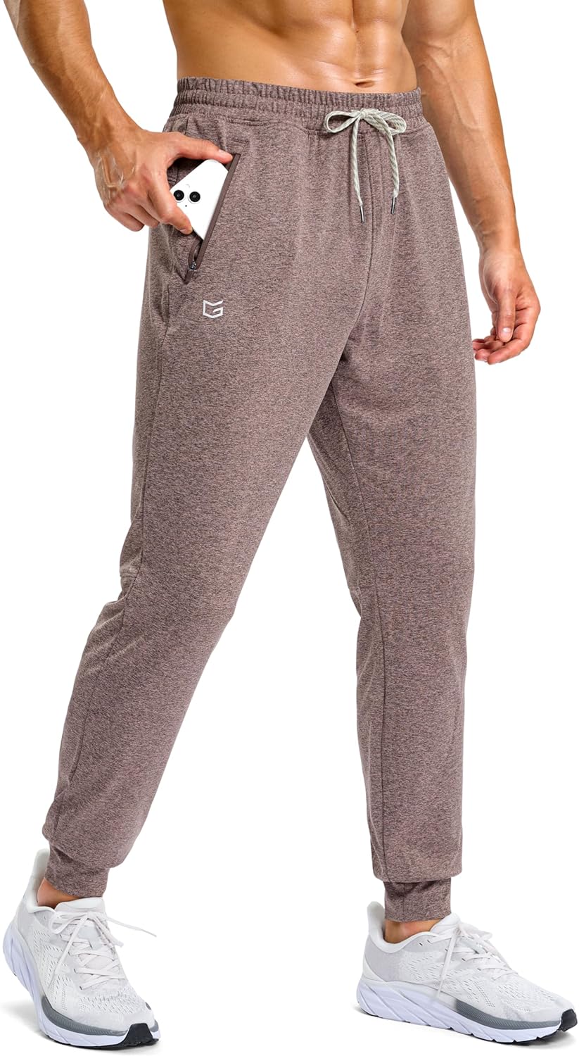 G Gradual Men's Sweatpants with Zipper Pockets Stretch Tapered Joggers Quick Dry Athletic Workout Gym Pants for Men