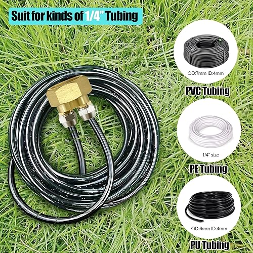 Miniatura 5 de Conector de manguera de riego por goteo, 4 piezas de 34" a doble 14" adaptador de manguera, Convertir babero de rosca hembra de 34" a tubo de 14",