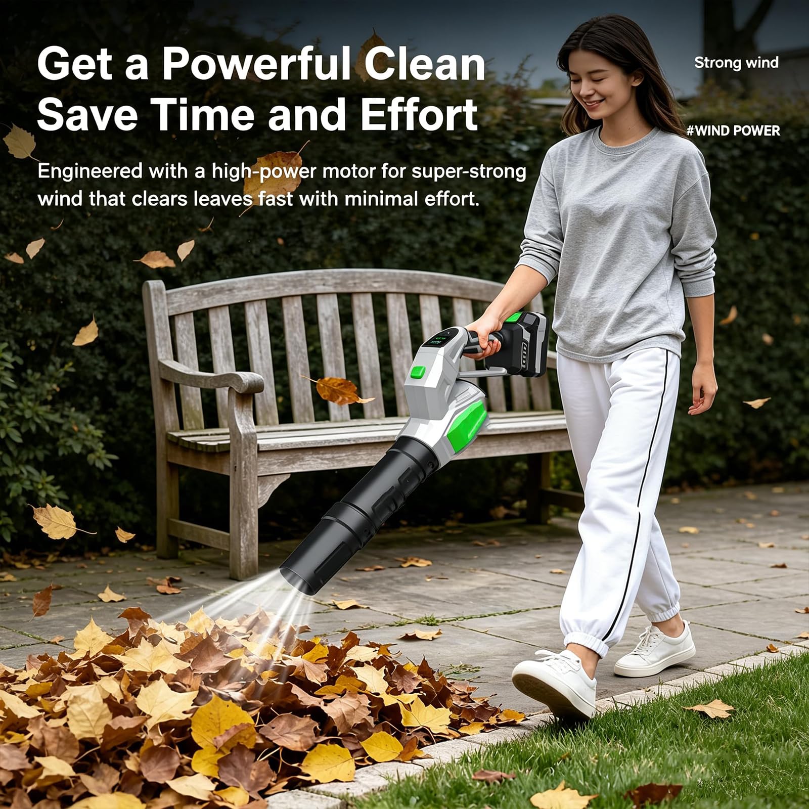 Souffleur de Feuilles sans Fil, Aspirateur Broyeur 550W