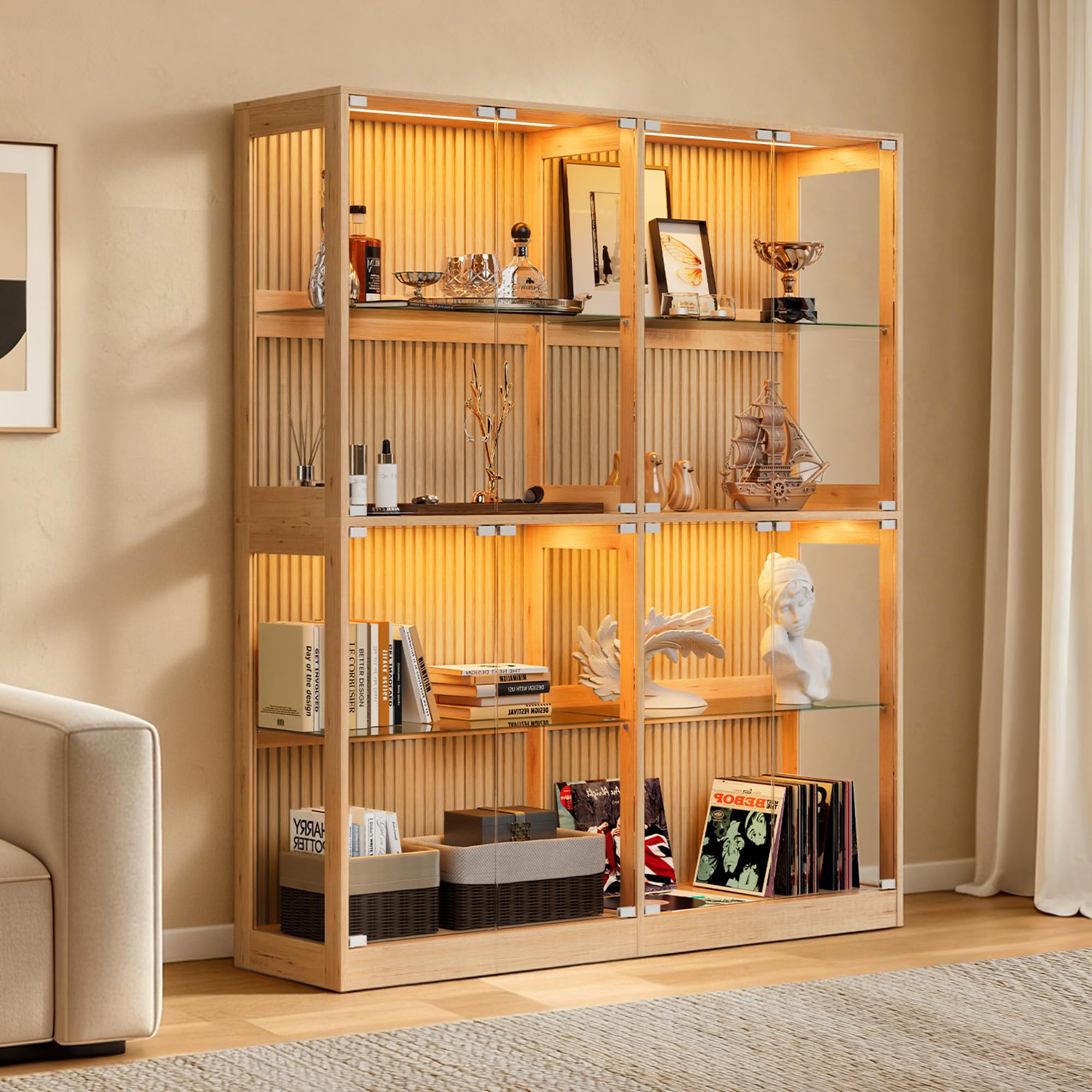 AMERLIFE 60-Inch RGB Display Cabinet with Glass Shelves
