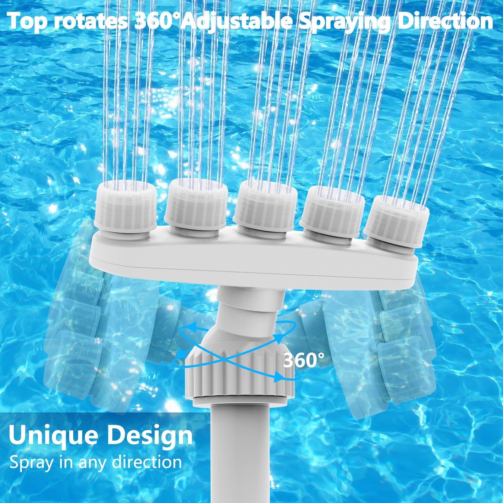 Cascada de piscina para colocar sobre suelo y piscinas empotradas, cascada ajustable con 5 boquillas, accesorios de piscina divertidos, estanque de cascada, accesorios para piscina al aire libre para