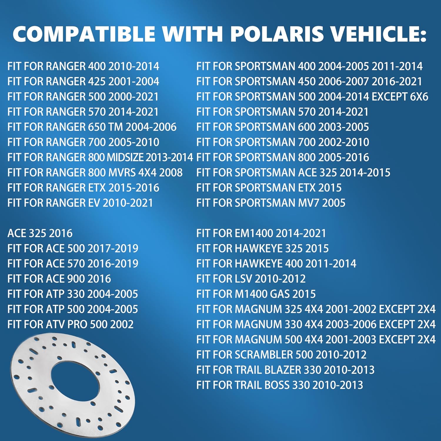 5244314 Brake Rotor Disc Front 2Pcs Compatible with Polaris Sportsman Ranger 400 500 570 600 ACE 325 500 570 900 ATP Trail Blazer Boss