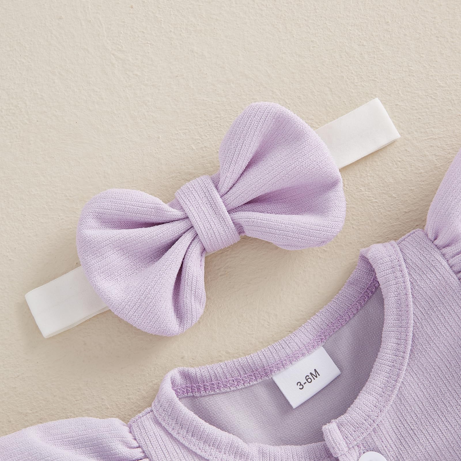 Ayalinggo Newborn Baby Girl Saint Patrick Outfit Irish Clover Romper Dress Green Four Leaf Skirt Spring Clothes With Bow (Purple Bow, 12-18 Months)