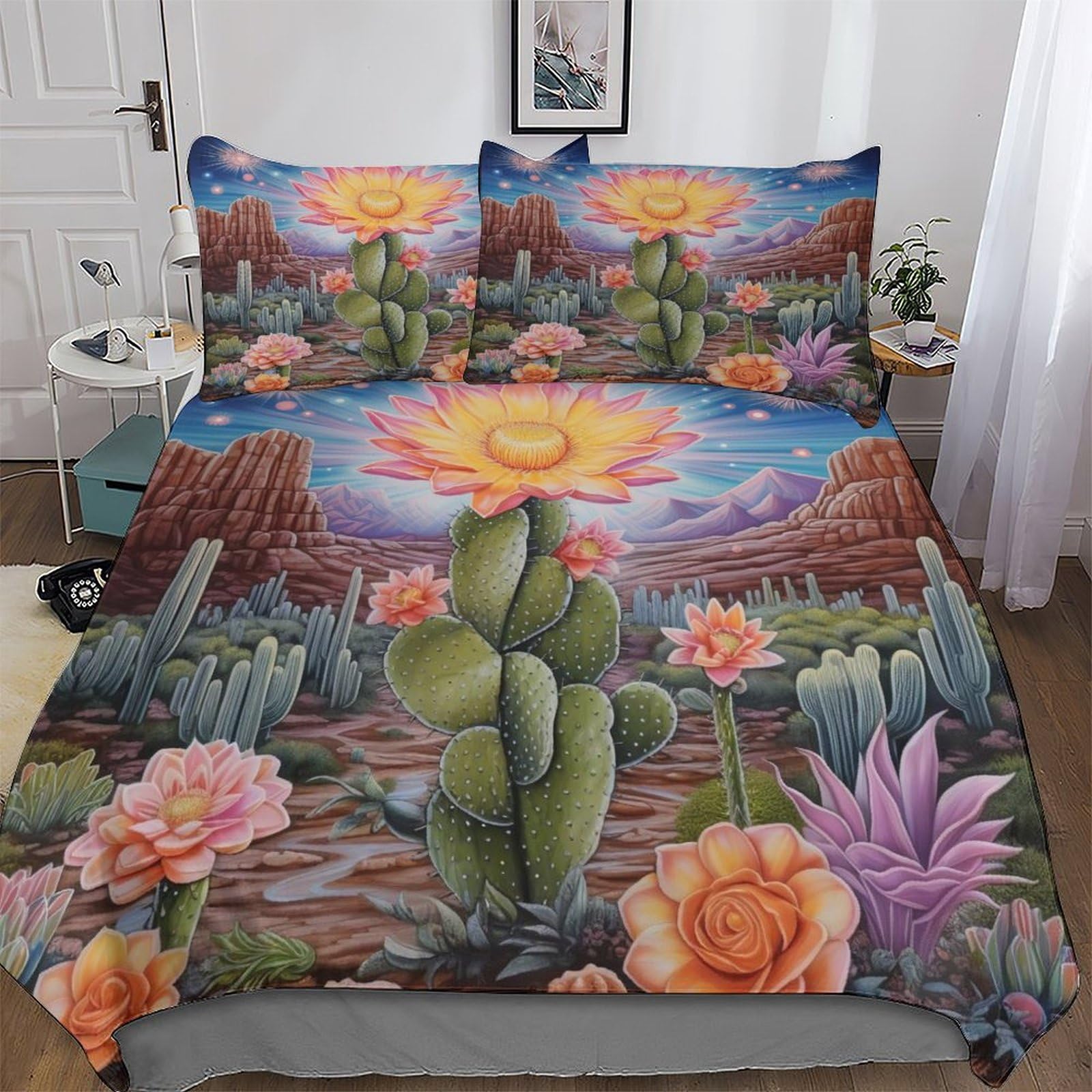 Housse de couette fleur ultra douce et hypoallergénique parure de lit 3 pièces