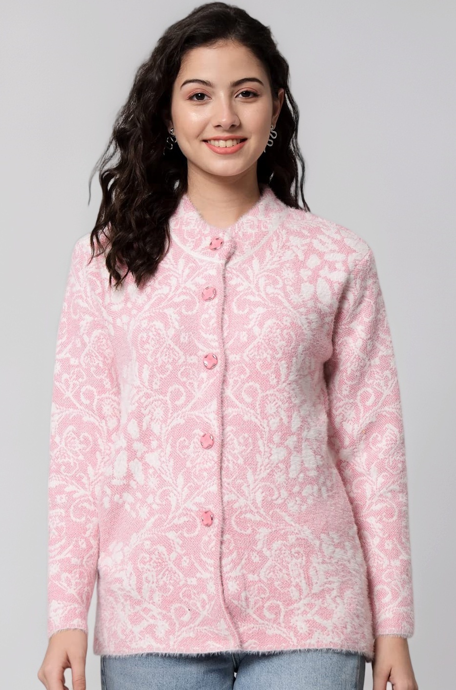 Women's Wool Round Neck Cardigan