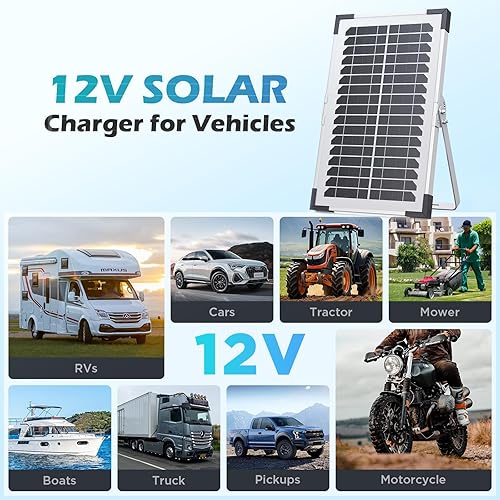 Miniatura 8 de Cargador de batería solar de 7.5 W y 12 V, panel solar de 12 voltios para batería de automóvil con controlador inteligente, cargador solar de vidrio