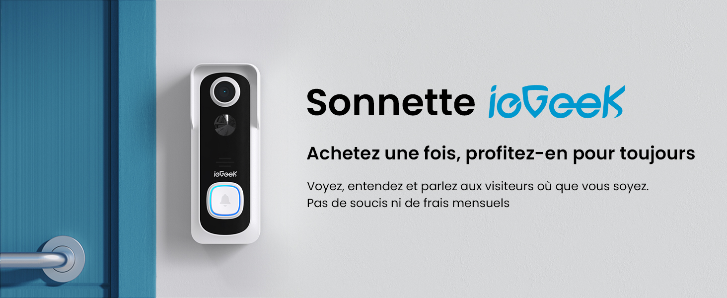 IeGeek 2K Sonnette sans Fil avec Camera WiFi avec Support d'angle De Sonnette Réglable, Sonnette Vidéo, PIR, Changeur De Voix - Bricolage