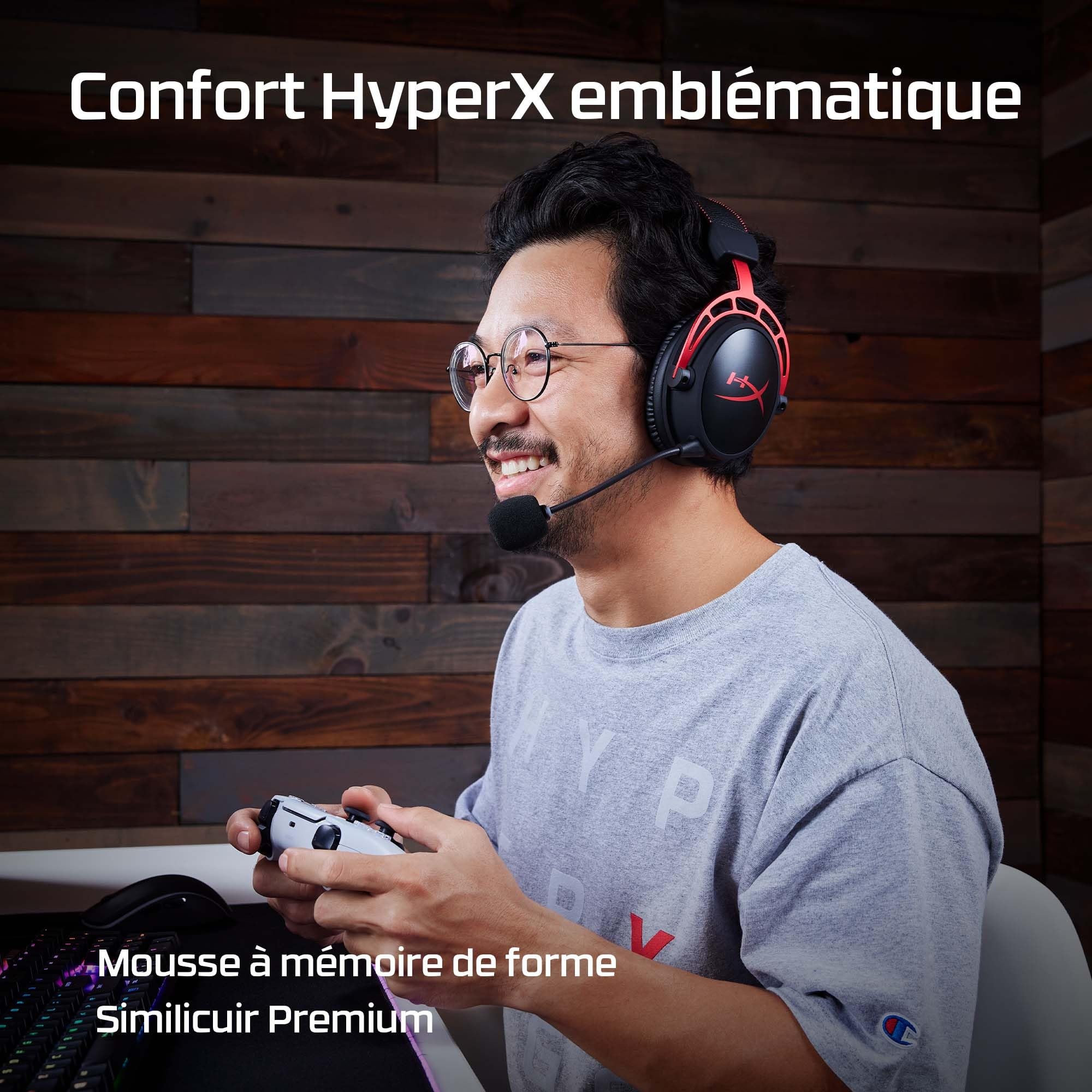HyperX Cloud Alpha Wireless, Casque gaming PC, 300 heures autonomie, Audio spatial, Mousse à mémoire de forme, Transducteurs double chambre, Micro antibruit, Cadre en aluminium, Rouge et Noir