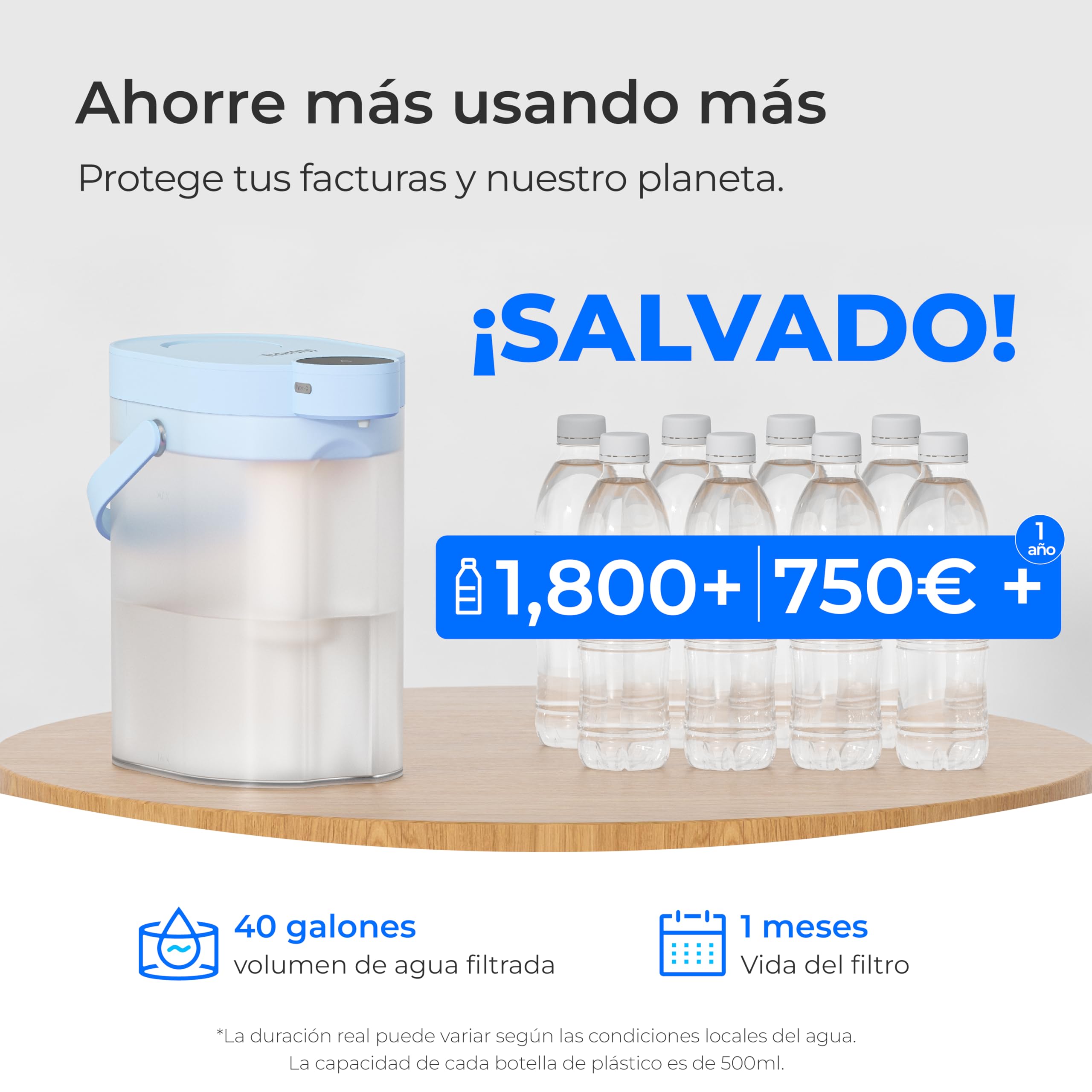 Waterdrop Instant Jarra Filtradora de Agua (4L), WD-ED06B Jarra Eléctrica con Filtro de Agua, Dispensador Filtro de Agua, Reducir 20+ Sustancias, Preserva Minerales (Filtro: WD-EWFS) — view 6