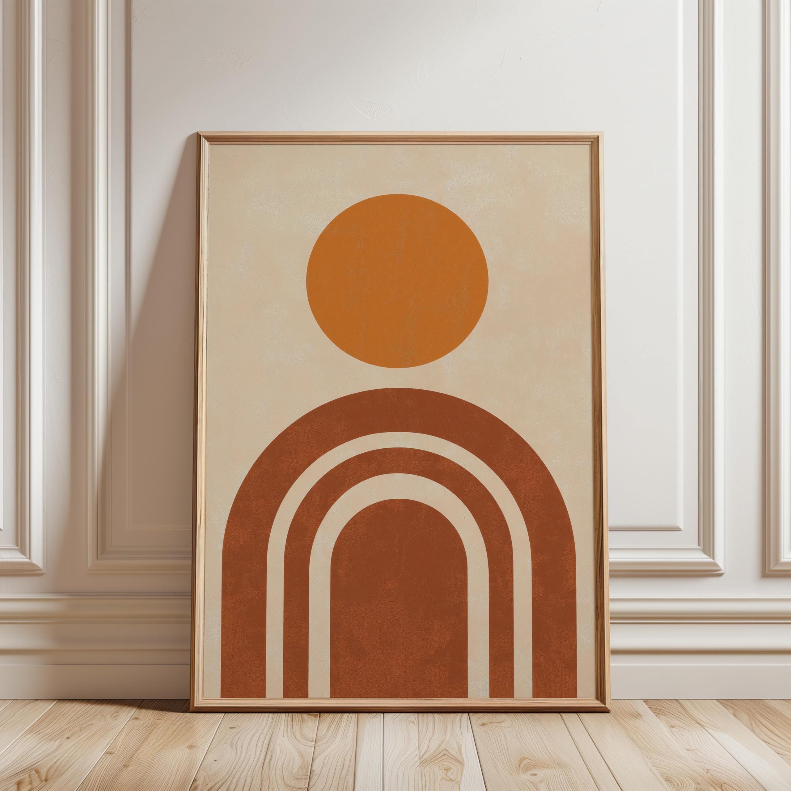 LMYCHENG Abstract Sun Wall Art, Mid Century Geometric Prints Poster, Neutral Bohemian Canvas Painting for Living Room Home Decor(60x80cm/Frameless)