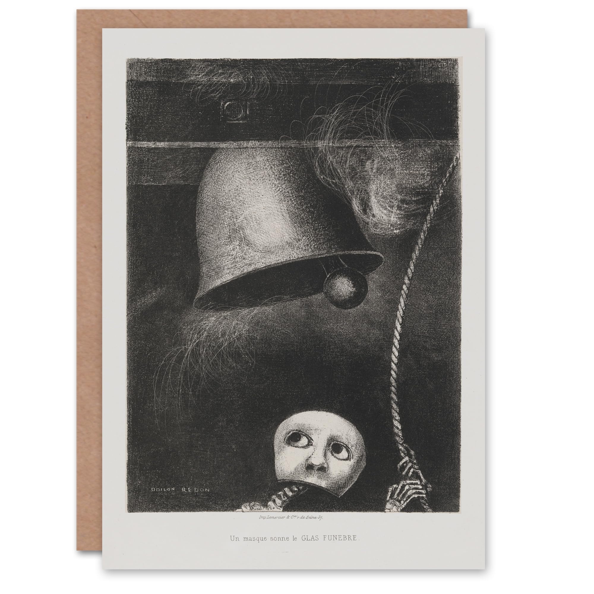 Artery8 Odilon Redon Art Card A Mask Tolls The Funeral Knell