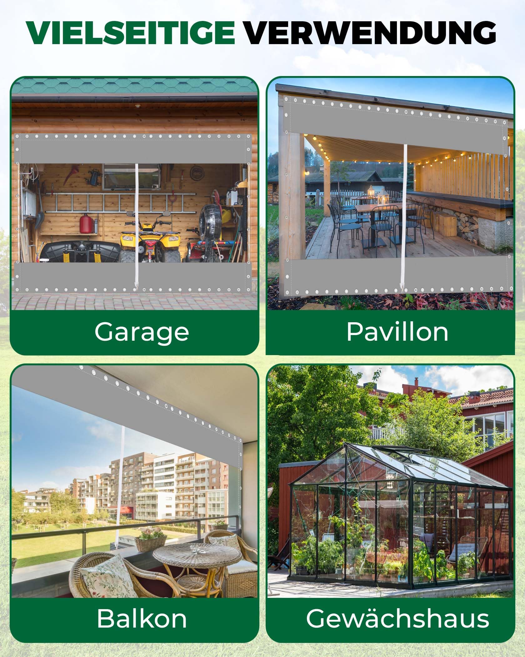 2,5x3m Pavillon Plane mit Reißverschluss 450g/m²