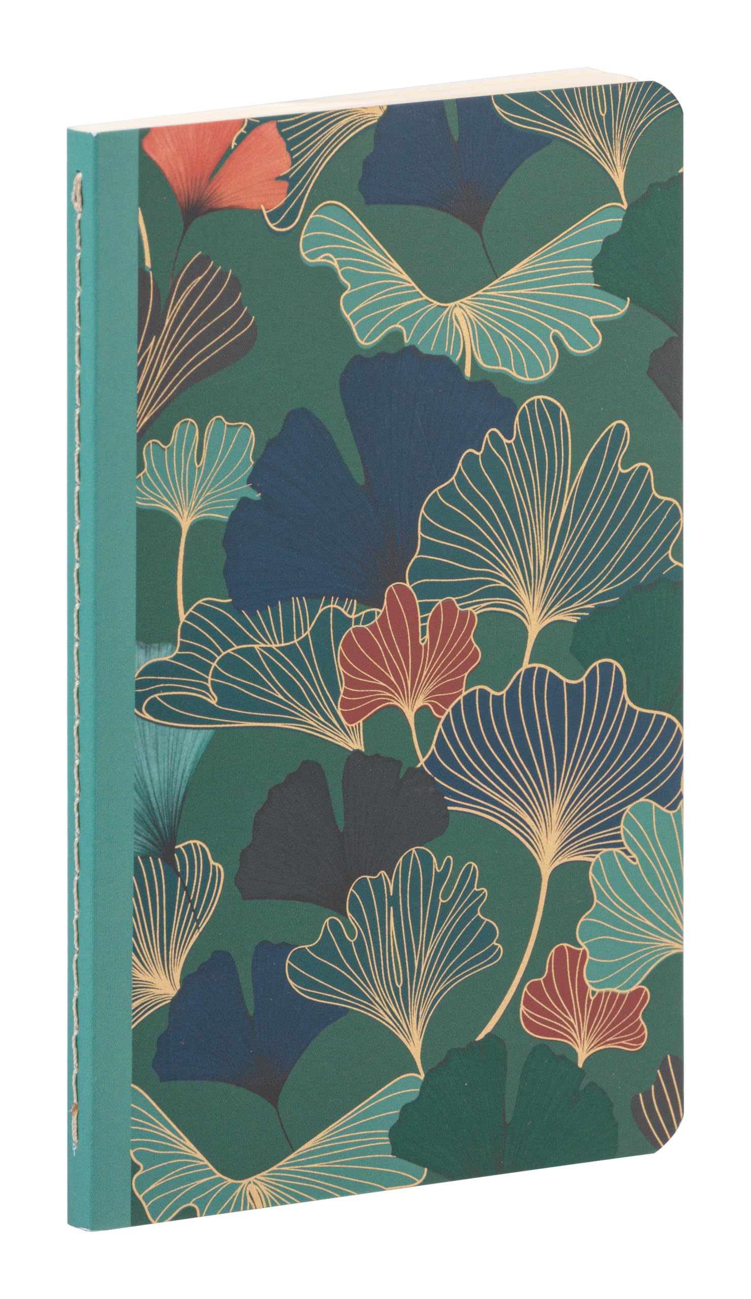 Clairefontaine - 116241C - A Small Notebook Sewn Thread Floral Decor/Ginkgo Leaves - 9x14 cm 96 Lined Pages Ivory Paper 90g - Gaïa Collection Blue - Mixed
