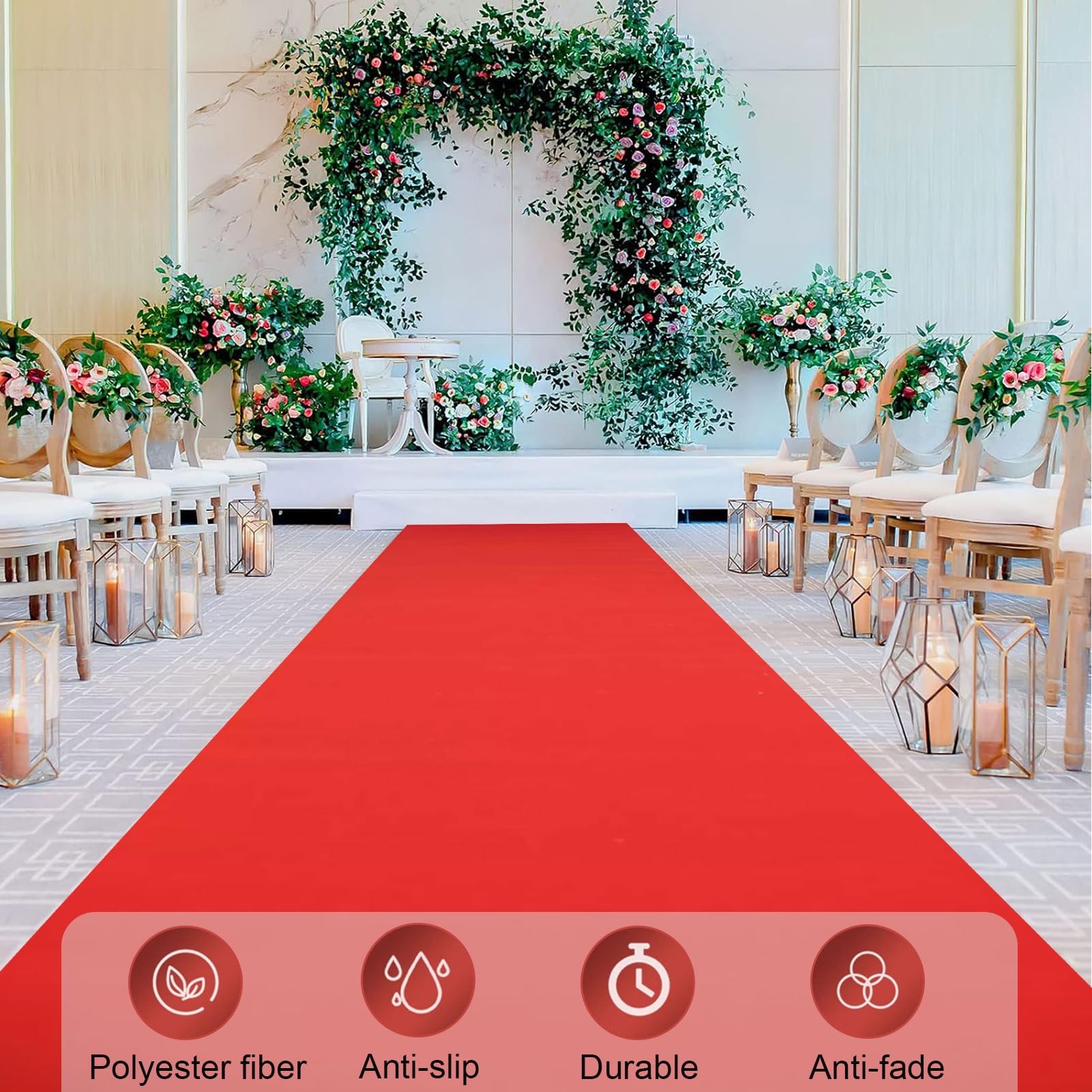 Gangläufer für Hochzeitszeremonien, 10 m, 20 m, 30 m, roter Teppichläufer, 2 mm dick, rutschfester Laufsteg-Teppich, Braut-Gehweg-Teppich für Party, Kirche, Weihnachten, im Freien ( Size : 1x25m )