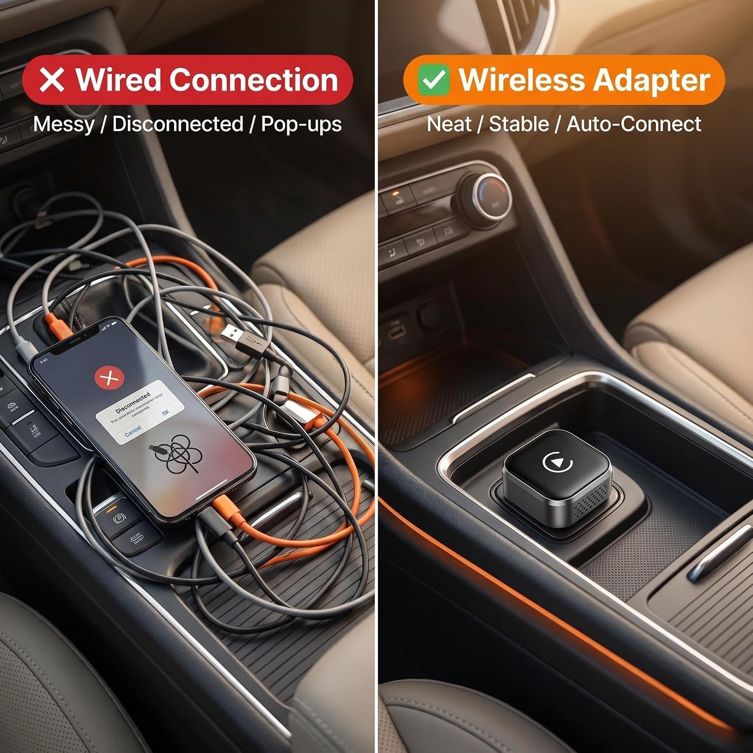2 in 1 Wireless CarPlay and Android Auto Adapter, Wired to Wireless CarPlay Dongle, Plug and Play Easy Setup, 5GHz WiFi Smooth Connectivity, 2026 Upgraded Wireless Car Adapter for Wired Cars