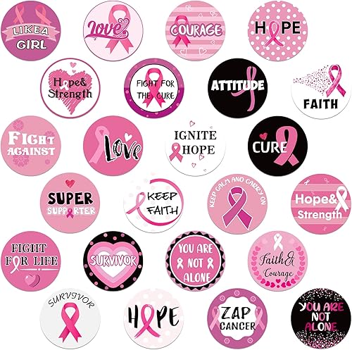 Insignia de botones de concientización sobre el cáncer de mama, color rosa, broche de cinta rosa con diseño de esperanza, insignias decorativas para