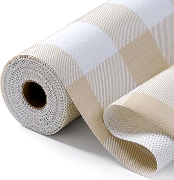 Shelf Drawer Liners for Kitchen Cabinet Non-Adhesive Beige 11.8In x 10FT