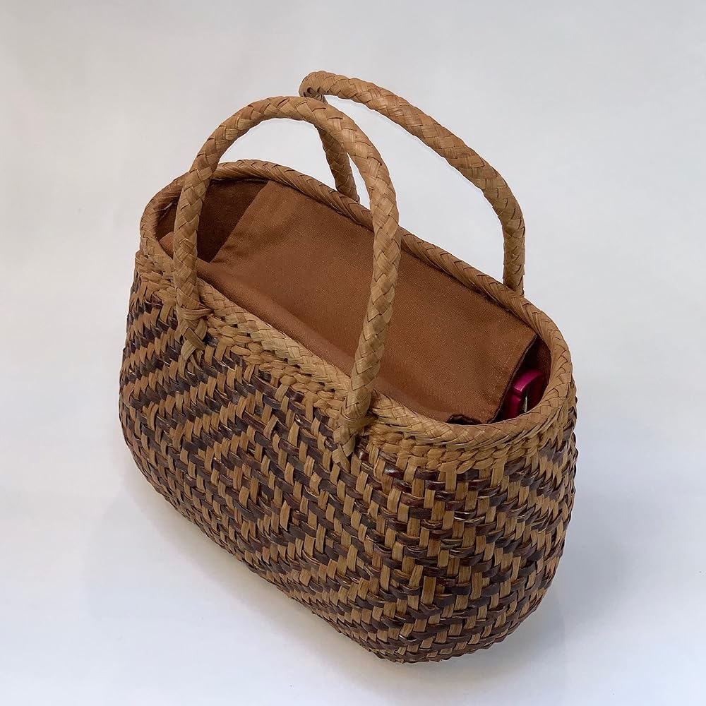 Amazon | [山葡萄] 桜皮 かごバッグ 【網代編み/混合編み/ひし模様/円