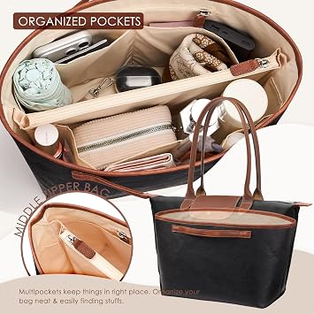 KALIDI Organizer Bag Insert For Longchamp Le Pliage,Women Handbag accessorie Ultra-light Tote Bag Organizer with zip Waterproof
