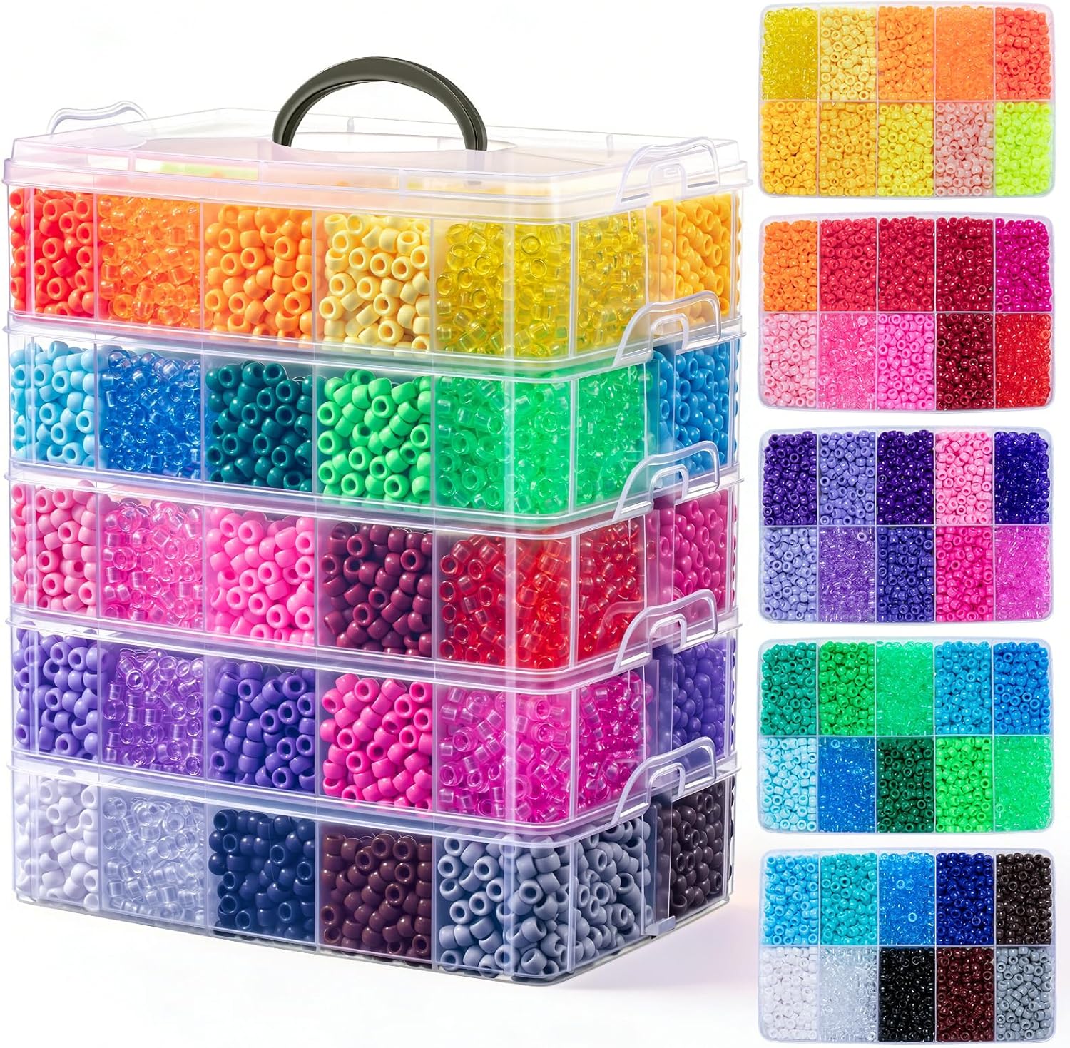 Umikk 15,000 Pony Beads Bulk, 50 Colors 6x9mm Plastic Kandi Beads for Bracelets Making Hair Braiding Jewelry Crafts Christmas Gifts (Shockproof Package)