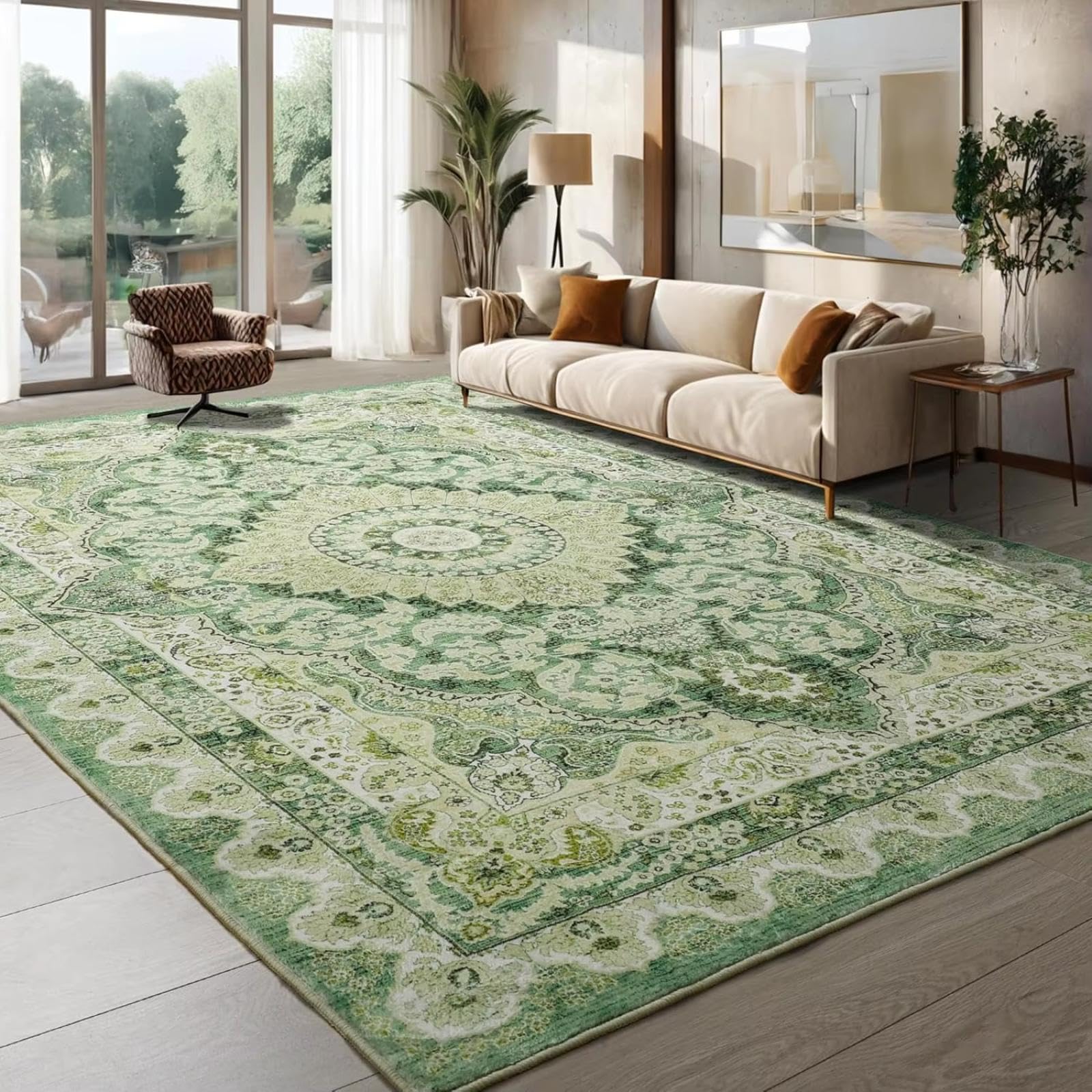 Tapis de salon vintage lavable et antidérapant de 100x160cm pour intérieur
