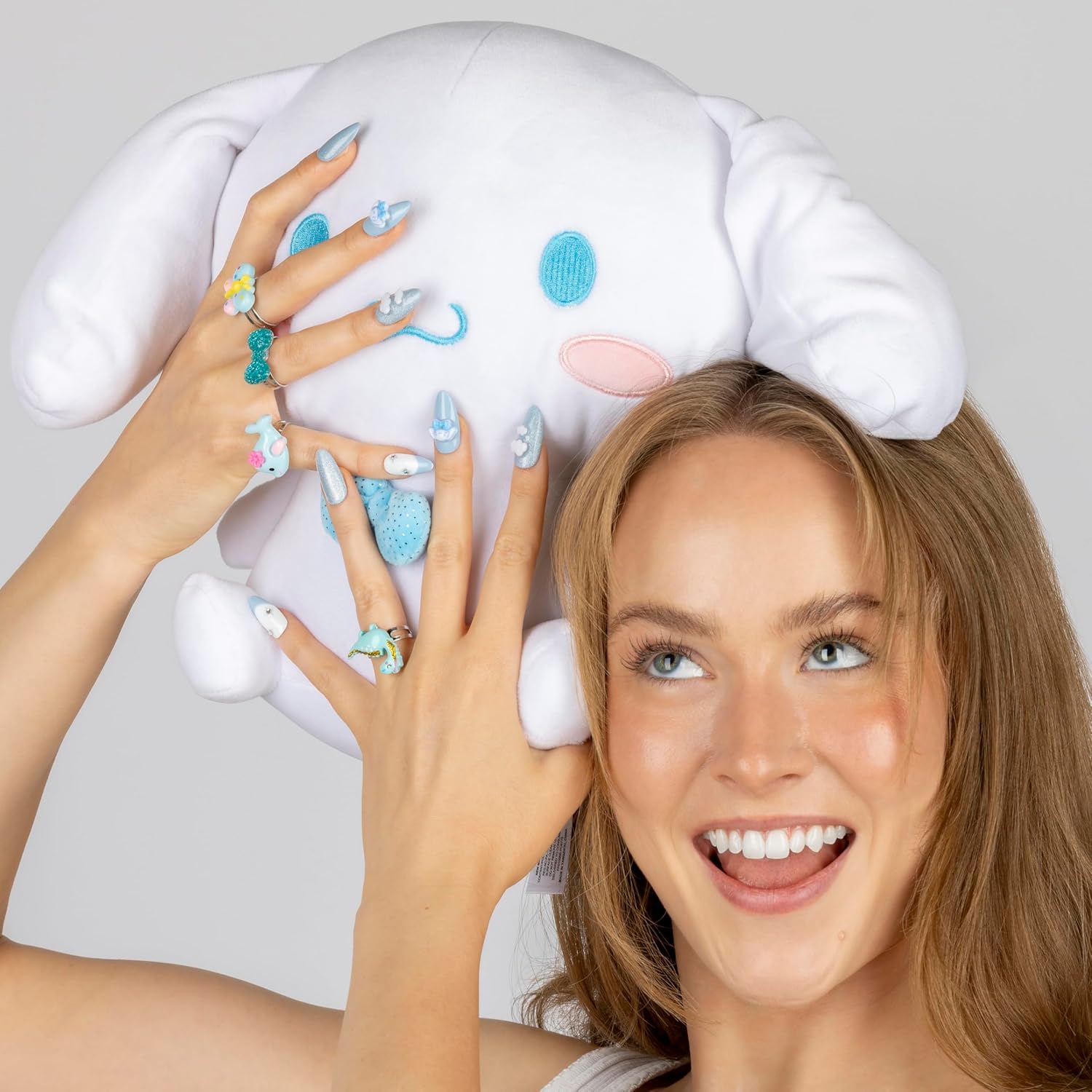 First-Ever 3D Cinnamoroll Full Cover Press-On Nails | Luxury Handmade Sanrio Kawaii False Nails with Charms, Gems & 3D Clouds | Full Kit 24pcs for All Ages + Glue & Tabs