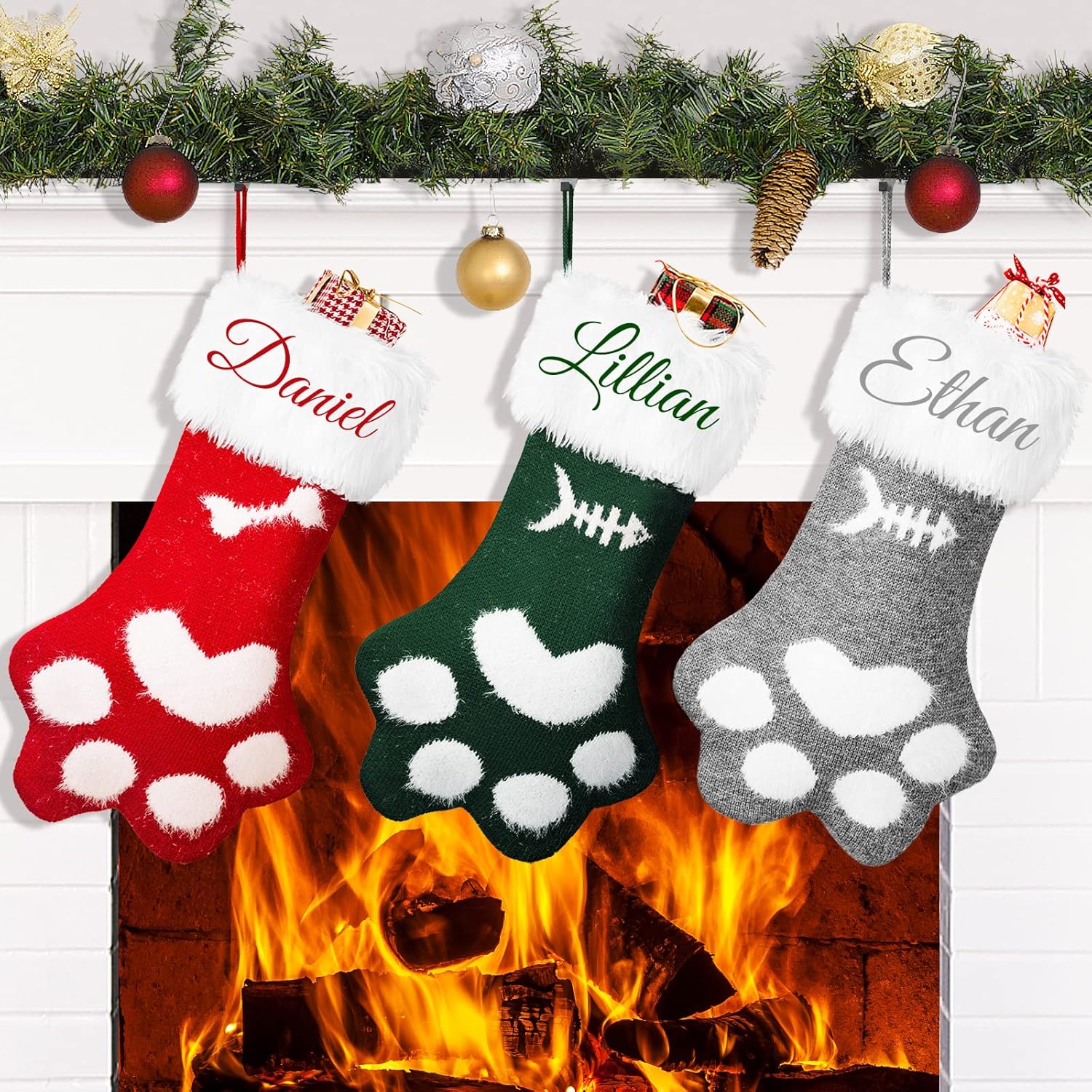 Amidaky Pet Stockings Christmas Cat and Dog Christmas Pet Stockings For Christmas