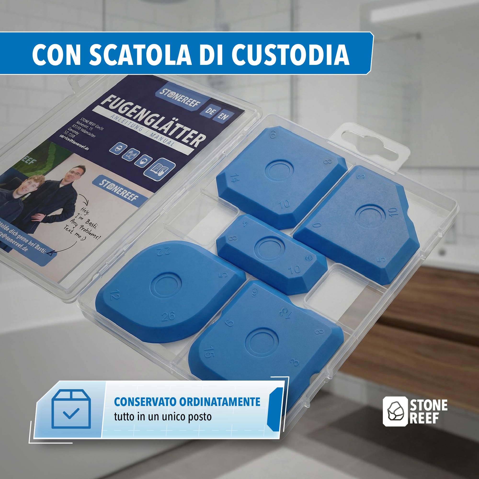 Set 5 in 1 Rimuovi Silicone e Lisciatore Fughe – Kit Attrezzi Sigillante con Raschietto e Spatola – Strumenti per Applicare e Rimuovere Silicone per Bagno Cucina e Piastrelle