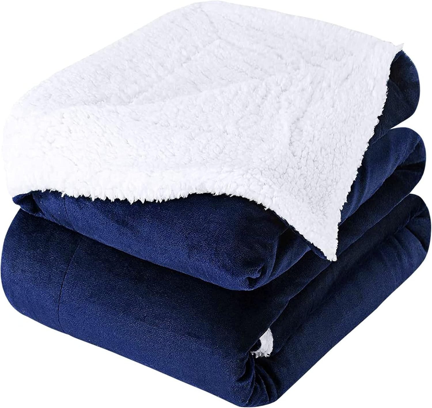 Single Navy Blue Sherpa Fleece Blanket, Microfiber, Light weight