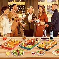 Vista 5 de WOWBOX 4 bandejas de servir para entretenimiento, platos para servir aperitivos, frutas, galletas, postres, bandejas de plástico reutilizables