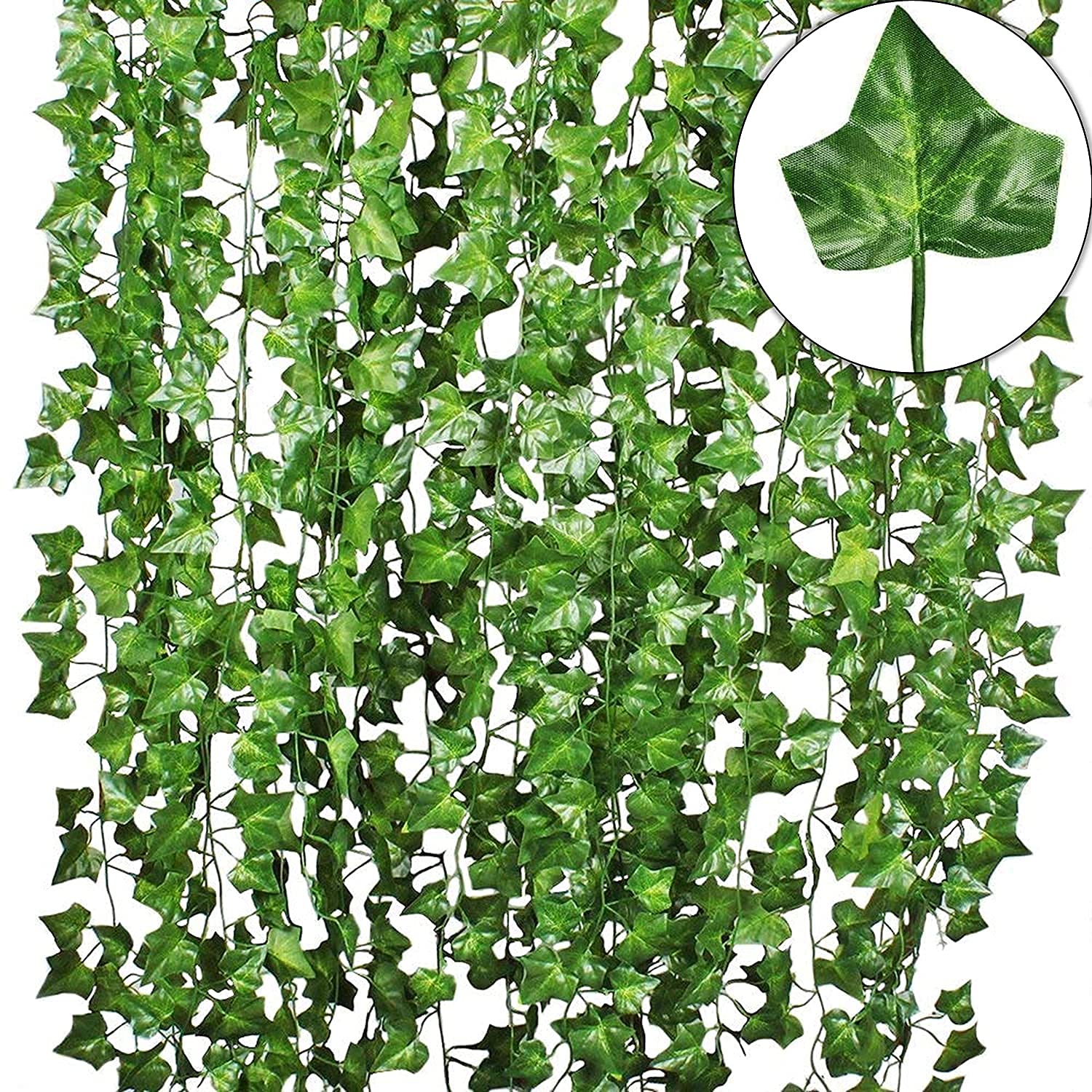 Tdas Artificial Ivy Garlands Leaves Greenery Hanging Vine Creeper Plants for Home Decor Main Door wall Balcony Office Wedding Decoration Party Festival Craft -Each 6.7 ft (24 Pcs)